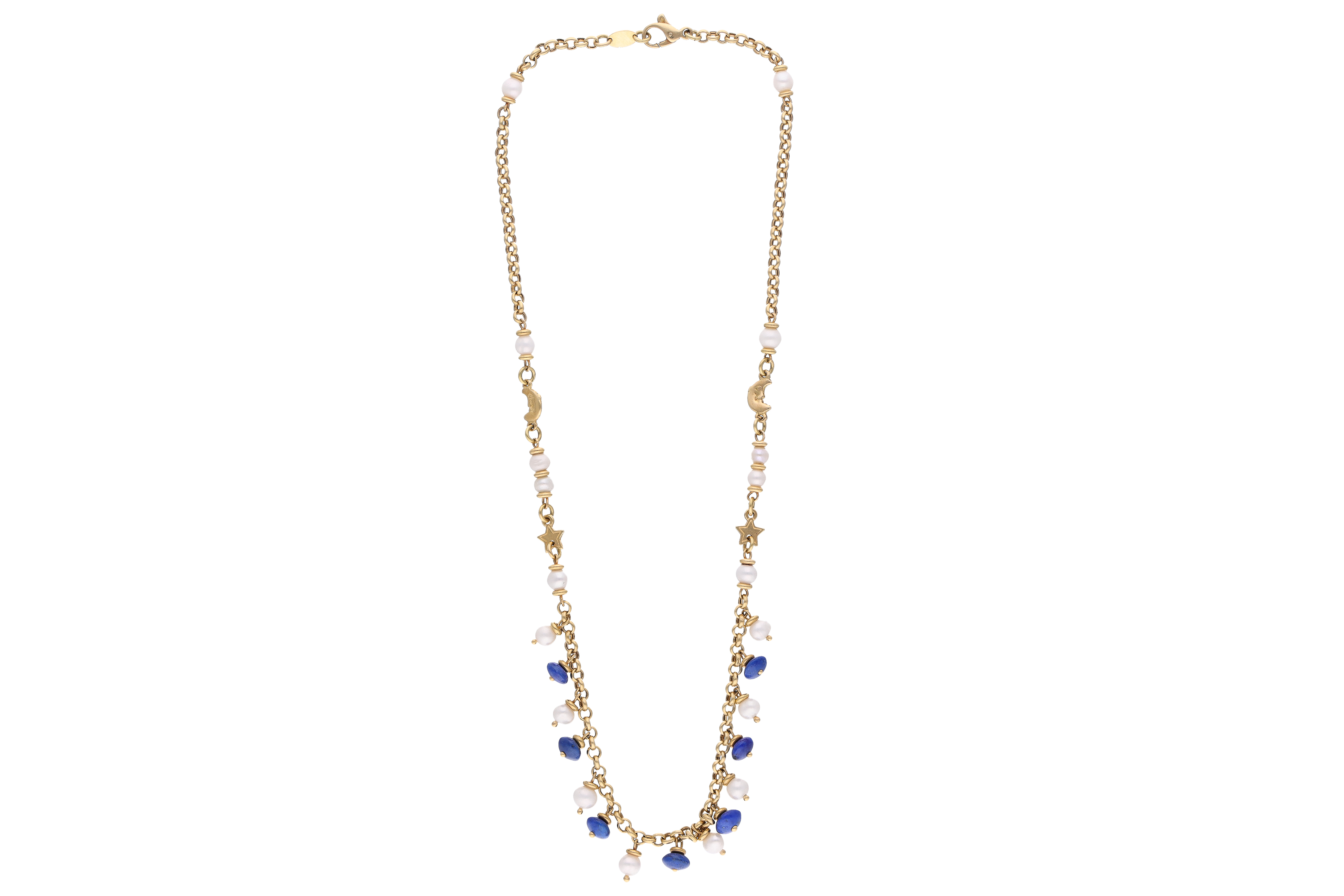 Collana con perle coltivate e lapislazzuli - Asta Preziosi