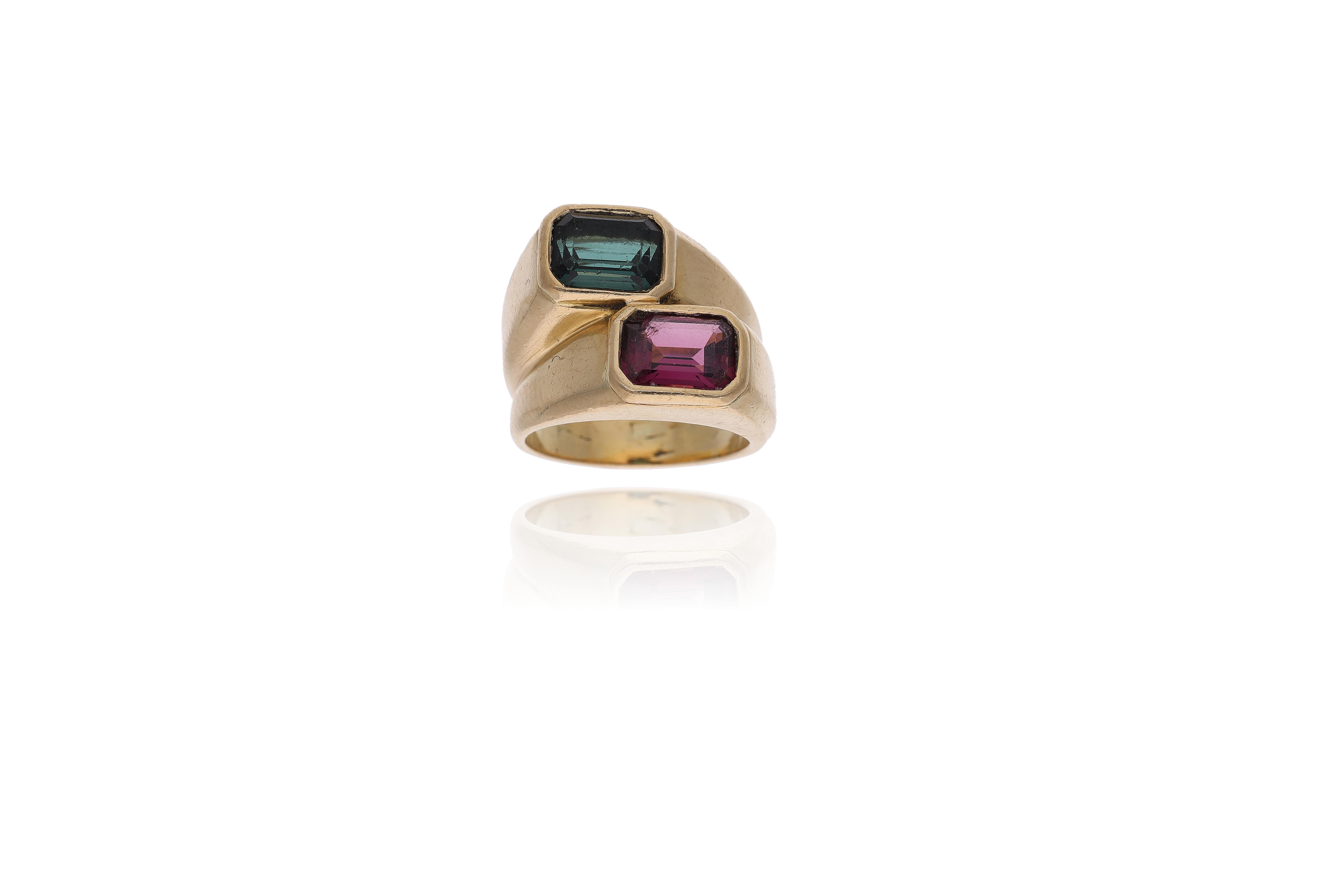 Petochi anello con granato e tormalina verde - Asta Preziosi