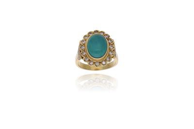 Anello con diamanti e pietra - Asta Preziosi