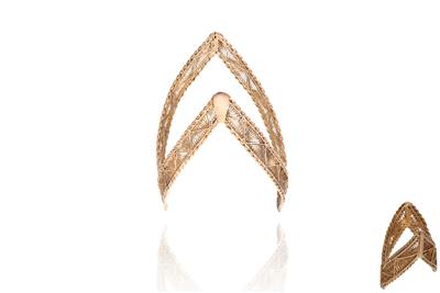 Parure bracciale ed anello con lavorazione in filigrana in oro basso - Asta Preziosi