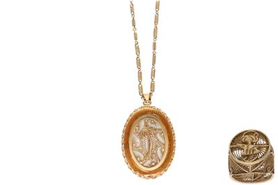 Parure collana, ciondolo e anello con lavorazione in filigrana - Asta Preziosi