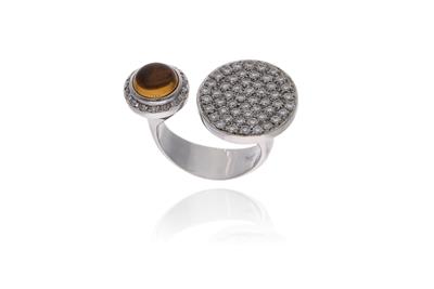 Anello con diamanti e pietra - Asta Preziosi