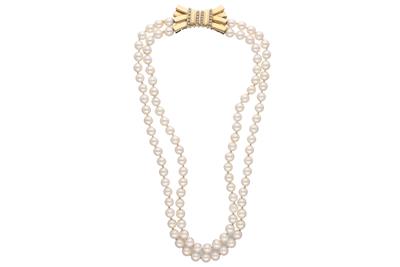 Collana di perle coltivate e diamanti - Asta Preziosi