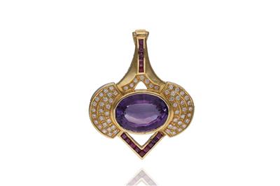 Ciondolo con diamanti, ametista e pietre - Asta Preziosi