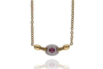 Collana in oro con rubino e diamanti - Asta Preziosi