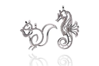 Coppia di ciondoli con diamanti - Asta Preziosi