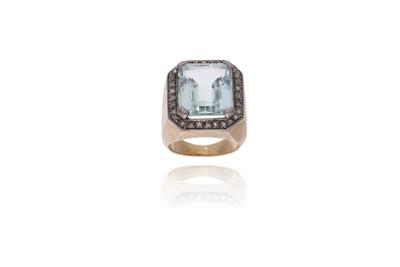 Anello con acquamarina e diamanti - Asta Preziosi