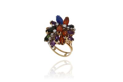 Anello con diamanti, ametiste e pietre - Asta Preziosi