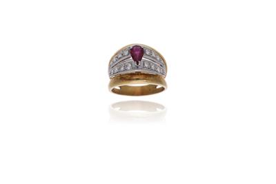 Anello con diamanti e rubino - Asta Preziosi