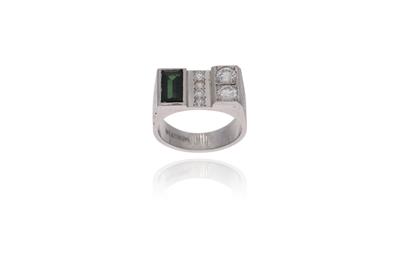 Anello con tormalina e diamanti - Asta Preziosi