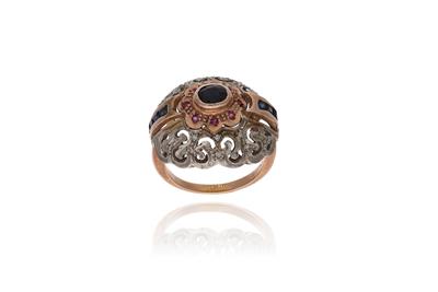 Anello con zaffiri, rubini e pietre - Asta Preziosi
