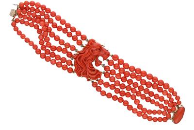 Bracciale di corallo parti e chiusura in oro - Asta Preziosi