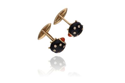 Loffredo, paio di gemelli con coccinelle - Asta Preziosi