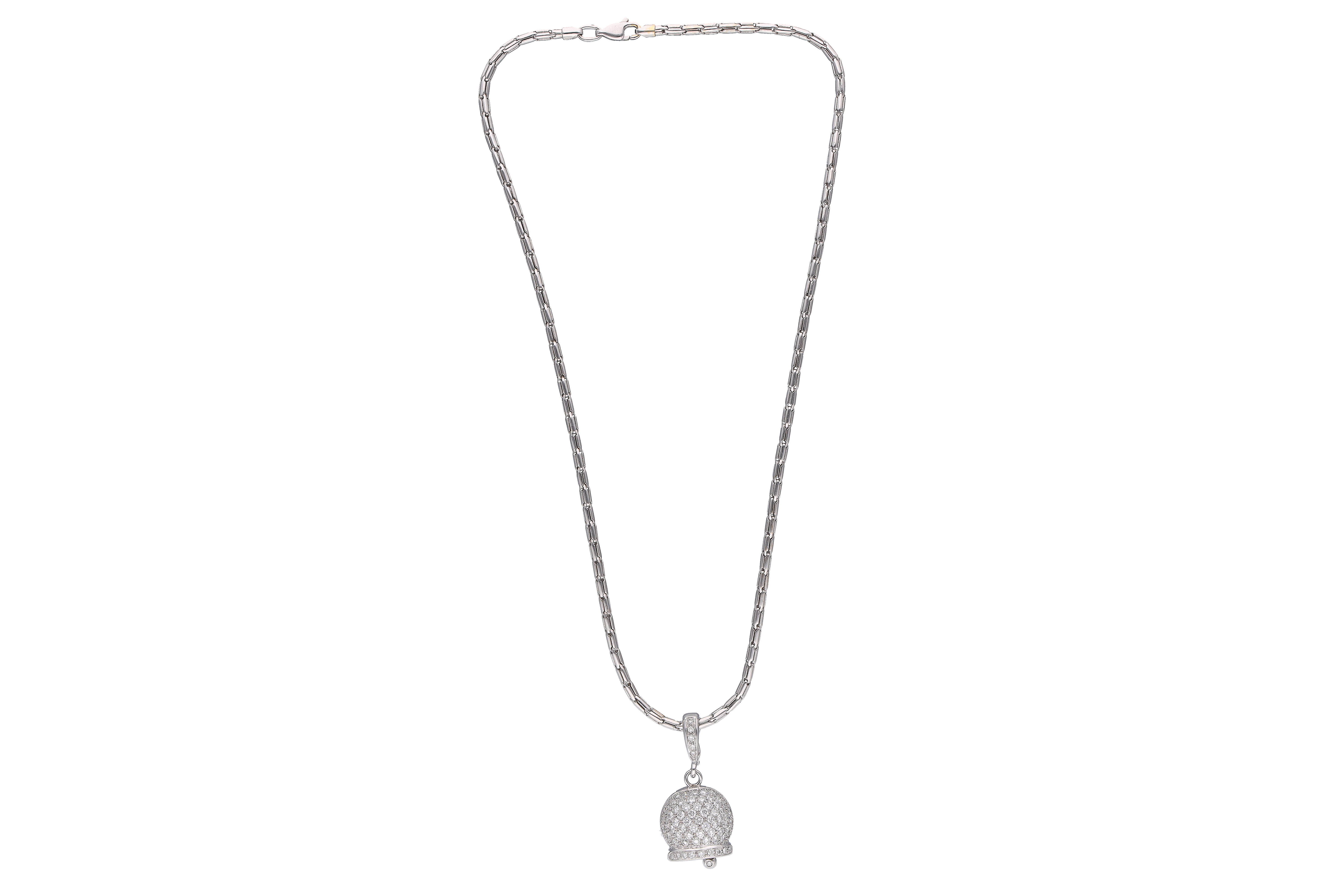 Collana e ciondolo a forma di campanella decorata da diamanti - Asta Preziosi