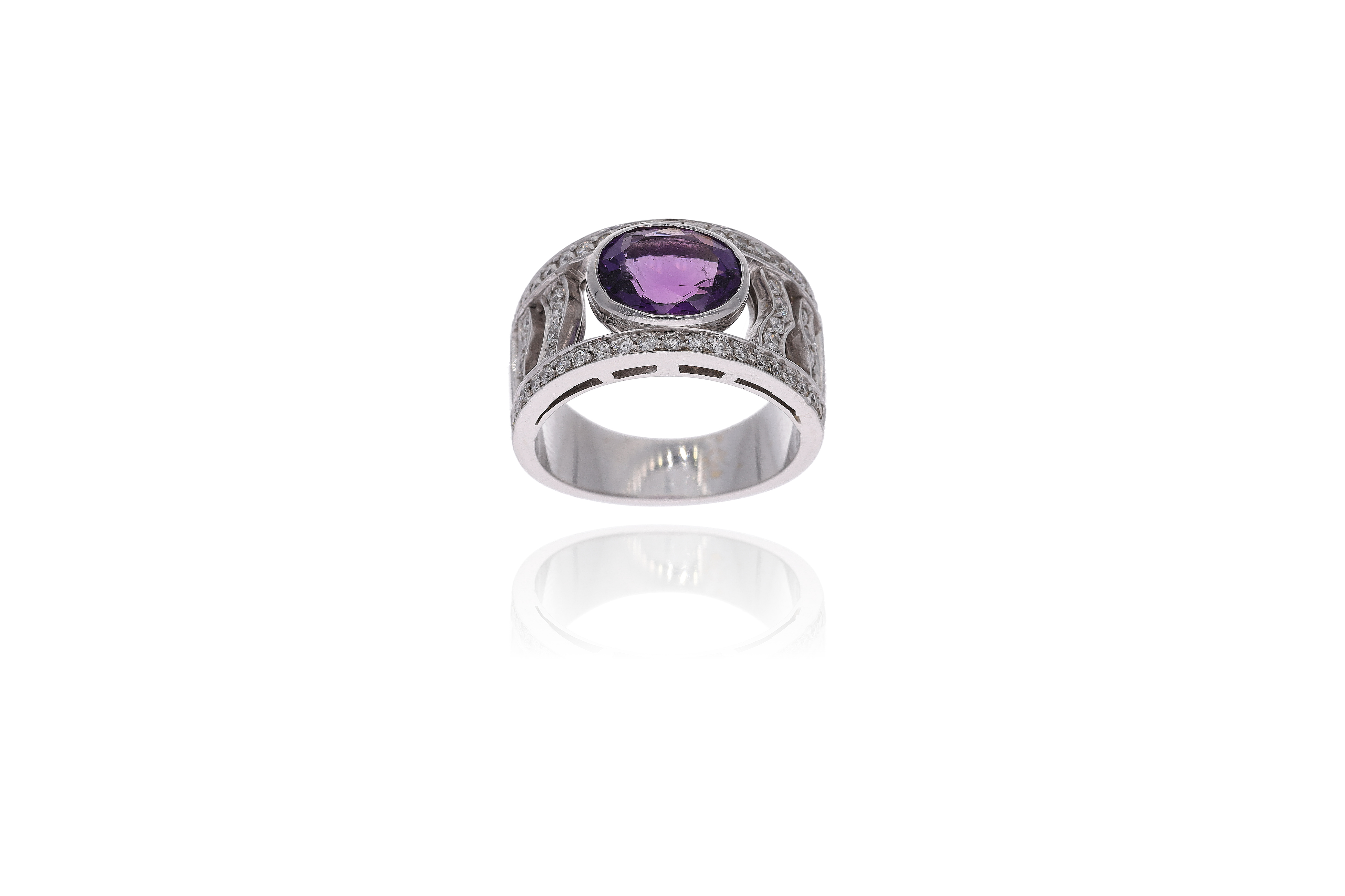 Anello con ametista e diamanti - Asta Preziosi