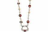 Collana con rubino, perle, diamanti, smeraldi e smalti - Asta Preziosi Collana con rubino, perle, diamanti, smeraldi e smalti - Asta Preziosi