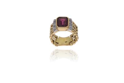 Anello con granato e diamanti - Asta Preziosi Anello con granato e diamanti - Asta Preziosi