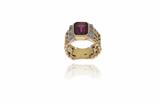 Anello con granato e diamanti - Asta Preziosi Anello con granato e diamanti - Asta Preziosi