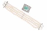 Bracciale con perle coltivate fermezza/spilla con diamanti e pietra - Asta Preziosi Bracciale con perle coltivate fermezza/spilla con diamanti e pietra - Asta Preziosi
