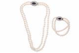 Parure collana e bracciale con perle coltivate, zaffiri e diamanti - Asta Preziosi Parure collana e bracciale con perle coltivate, zaffiri e diamanti - Asta Preziosi