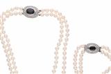 Parure collana e bracciale con perle coltivate, zaffiri e diamanti - Asta Preziosi Parure collana e bracciale con perle coltivate, zaffiri e diamanti - Asta Preziosi