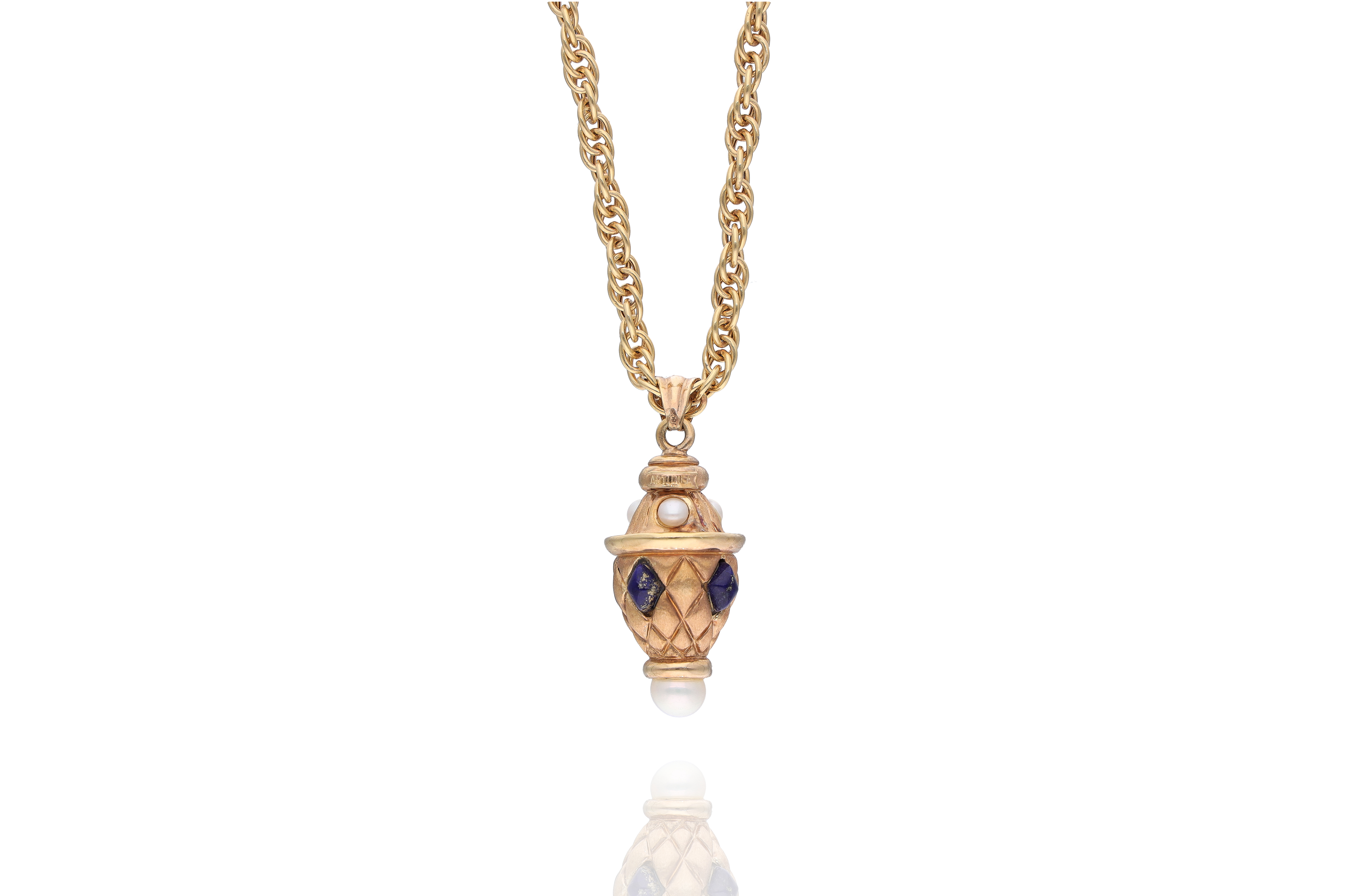 Collana e ciondolo con lapislazzuli e perle - Asta Preziosi