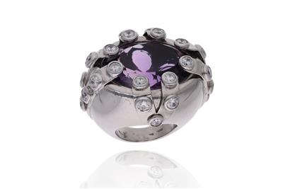 Anello con ametista e pietre - Asta Preziosi