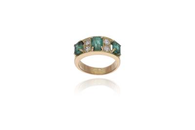 Anello con smeraldi e diamanti - Asta Preziosi