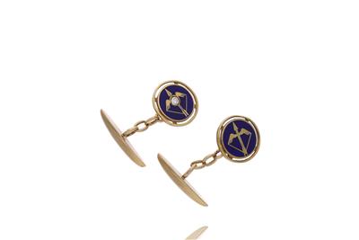 Paio di gemelli con diamante e smalti - Asta Preziosi Paio di gemelli con diamante e smalti - Asta Preziosi