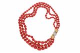 Collana con tre fili di corallo e diamanti - Asta Preziosi Collana con tre fili di corallo e diamanti - Asta Preziosi
