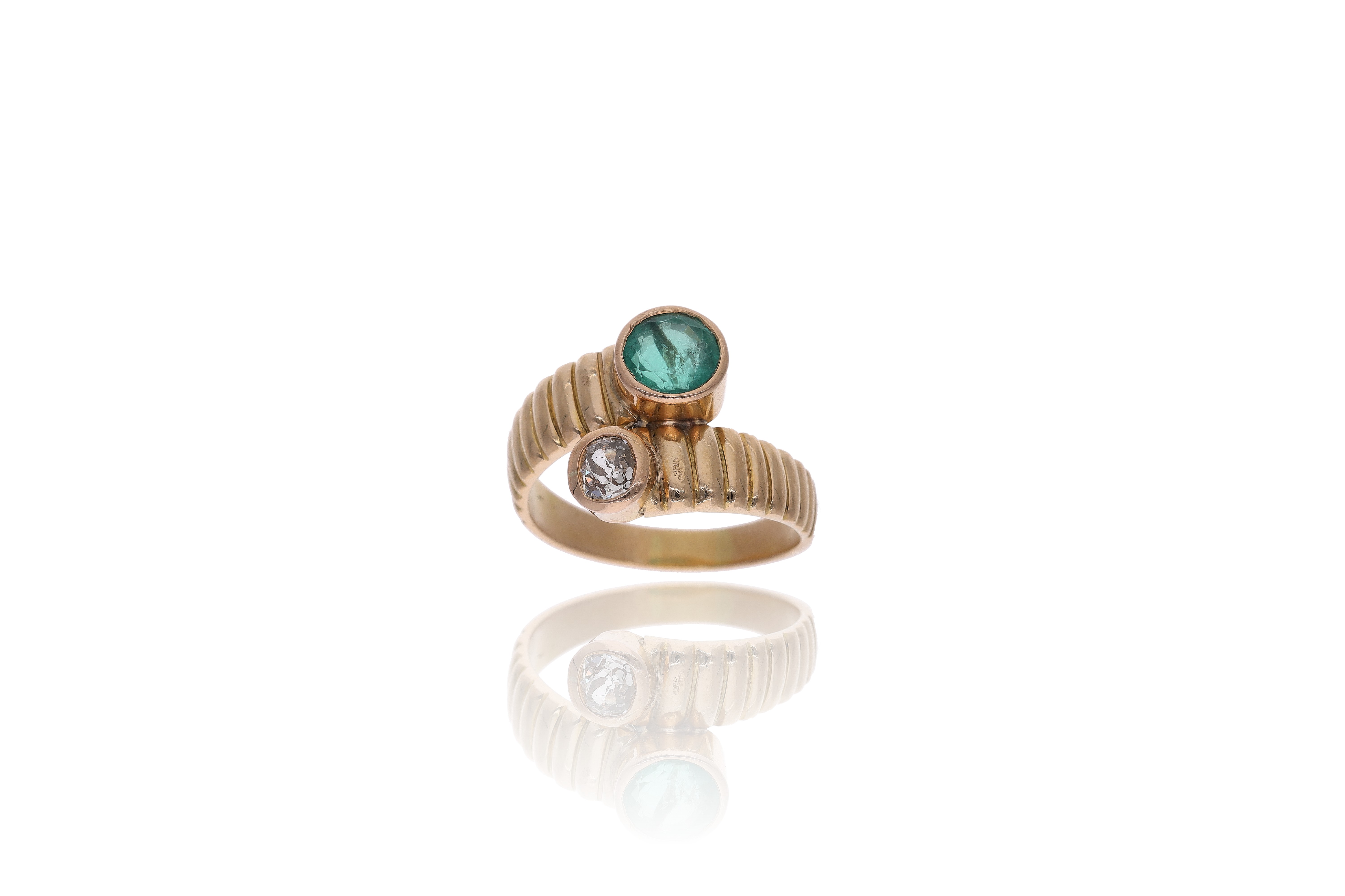 Anello con smeraldo e diamante - Asta Preziosi