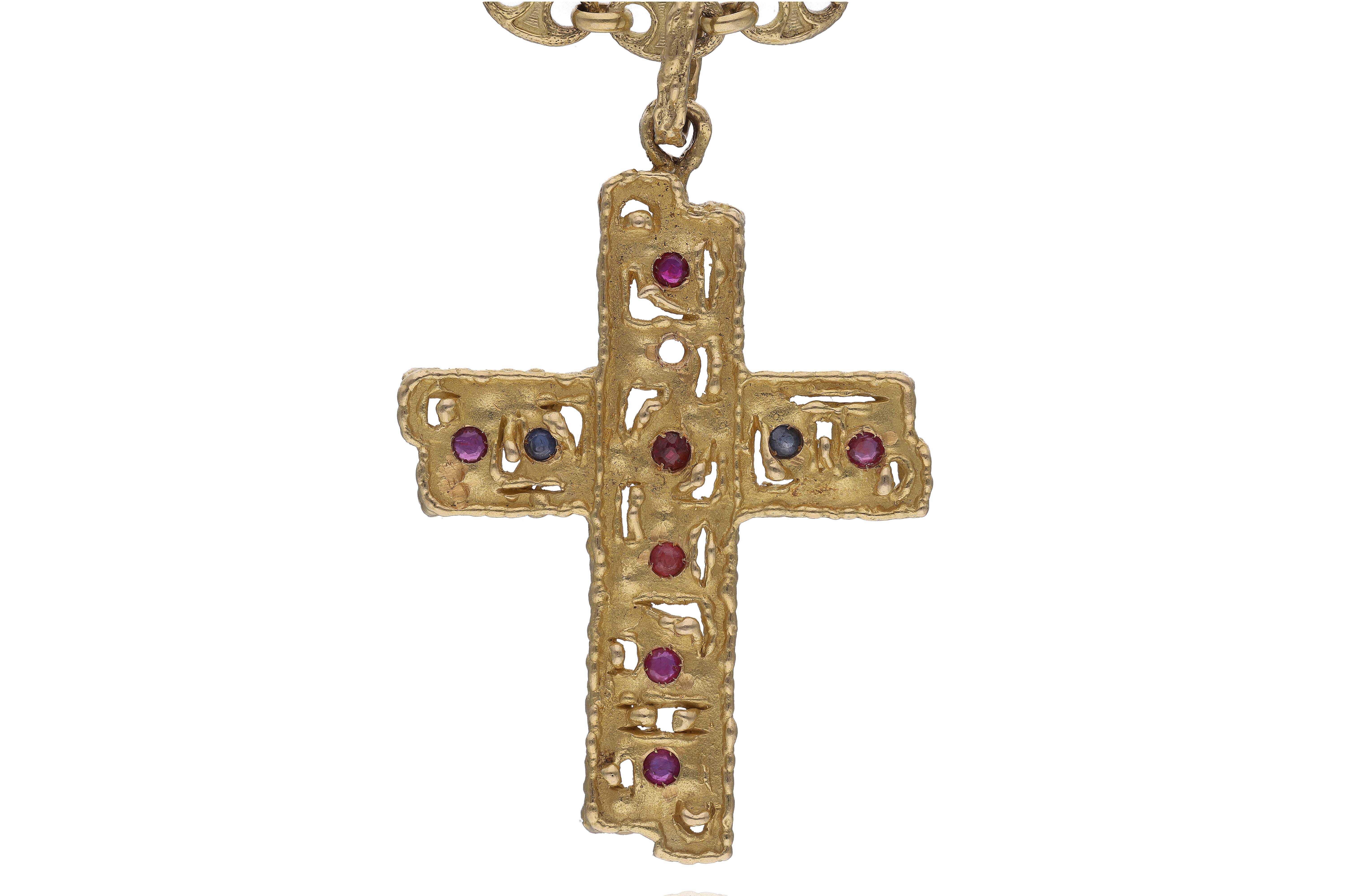 Collana e ciondolo con rubini, zaffiri e pietre - Asta Preziosi