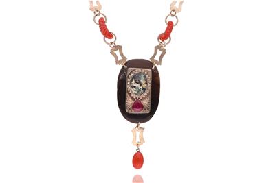 Collana con coralli, diamanti e pietre - Asta Preziosi Collana con coralli, diamanti e pietre - Asta Preziosi