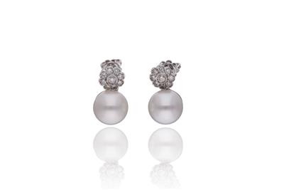 Paio di orecchini con perle e diamanti - Asta Preziosi Paio di orecchini con perle e diamanti - Asta Preziosi