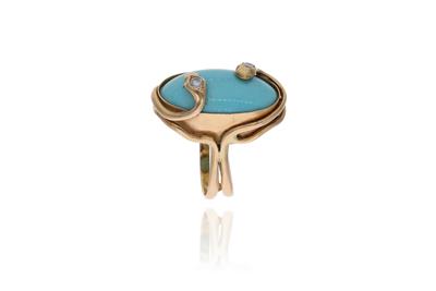 Anello con diamanti e pietra - Asta Preziosi