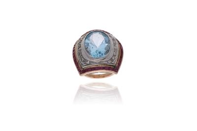 Anello con topazio diamanti e rubini - Asta Preziosi