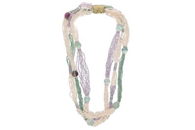 Collana con pietre naturali e fermezza in oro - Asta Preziosi