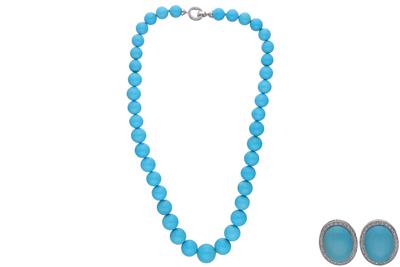 Orecchini e collana con pietre e diamanti - Asta Preziosi