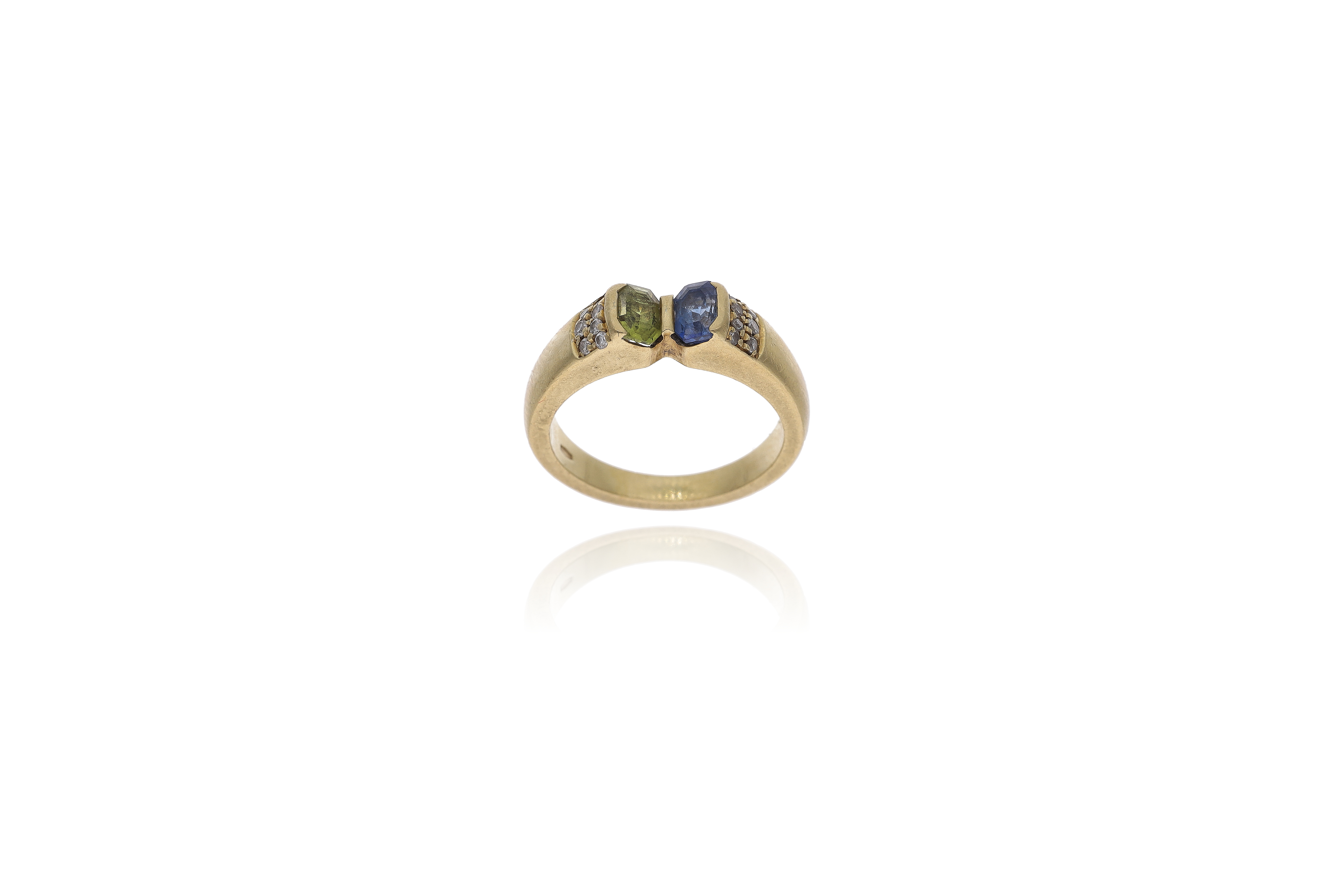 Anello con diamanti zaffiro e zaffiro verde - Asta Preziosi