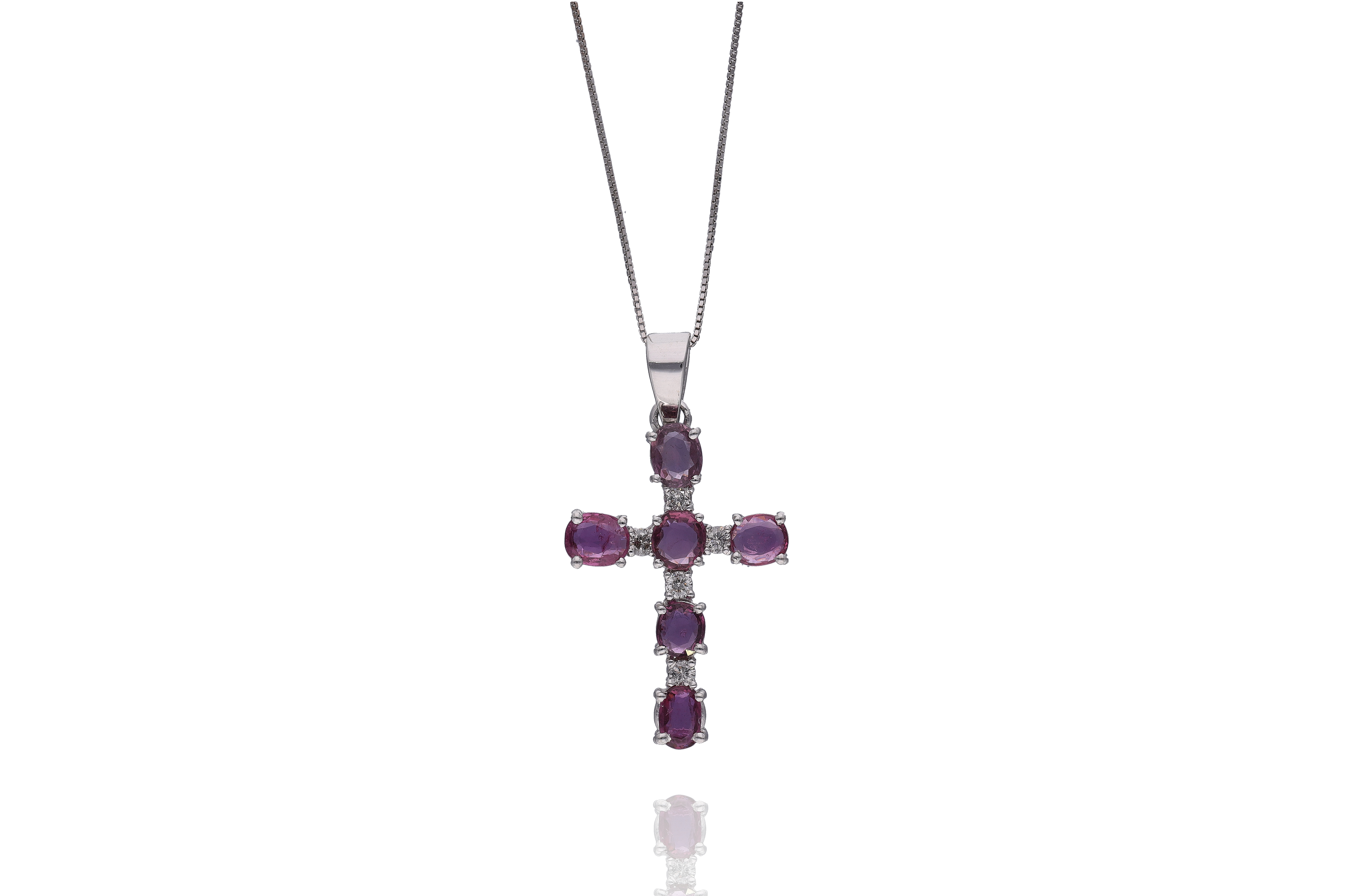 Collana e ciondolo con rubini, zaffiri rosa e diamanti - Asta Preziosi