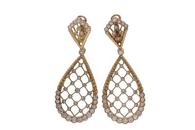 Paio di orecchini pendenti con diamanti - Asta Preziosi