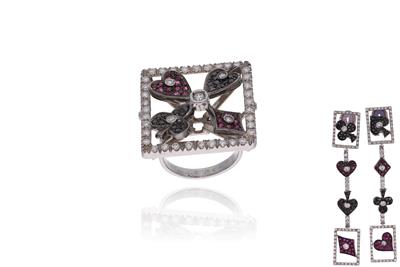 Parure con diamanti, diamanti neri, rubini e pietre - Asta Preziosi Parure con diamanti, diamanti neri, rubini e pietre - Asta Preziosi