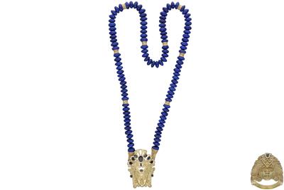 Parure collana e anello con pietre e zaffiri - Asta Preziosi