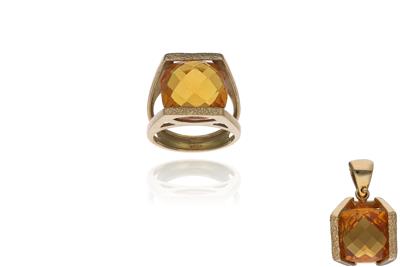 Parure con anello e ciondolo con quarzi - Asta Preziosi