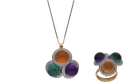 Parure con quarzi e pietre - Asta Preziosi