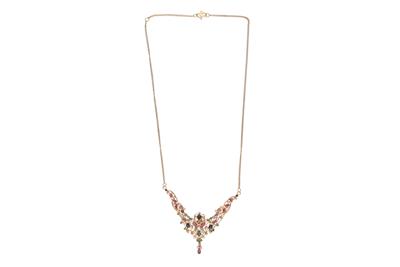 Collana con diamanti, rubini, zaffiri e smeraldi - Asta Preziosi