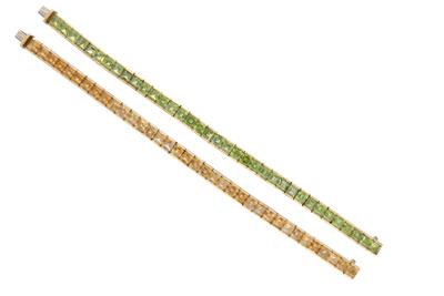 Coppia di bracciali tennis con quarzi e peridoti - Asta Preziosi