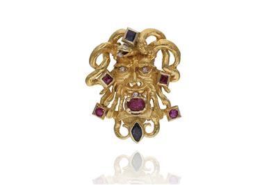 Spilla/ciondolo con diamanti, rubini e zaffiri - Asta Preziosi Spilla/ciondolo con diamanti, rubini e zaffiri - Asta Preziosi
