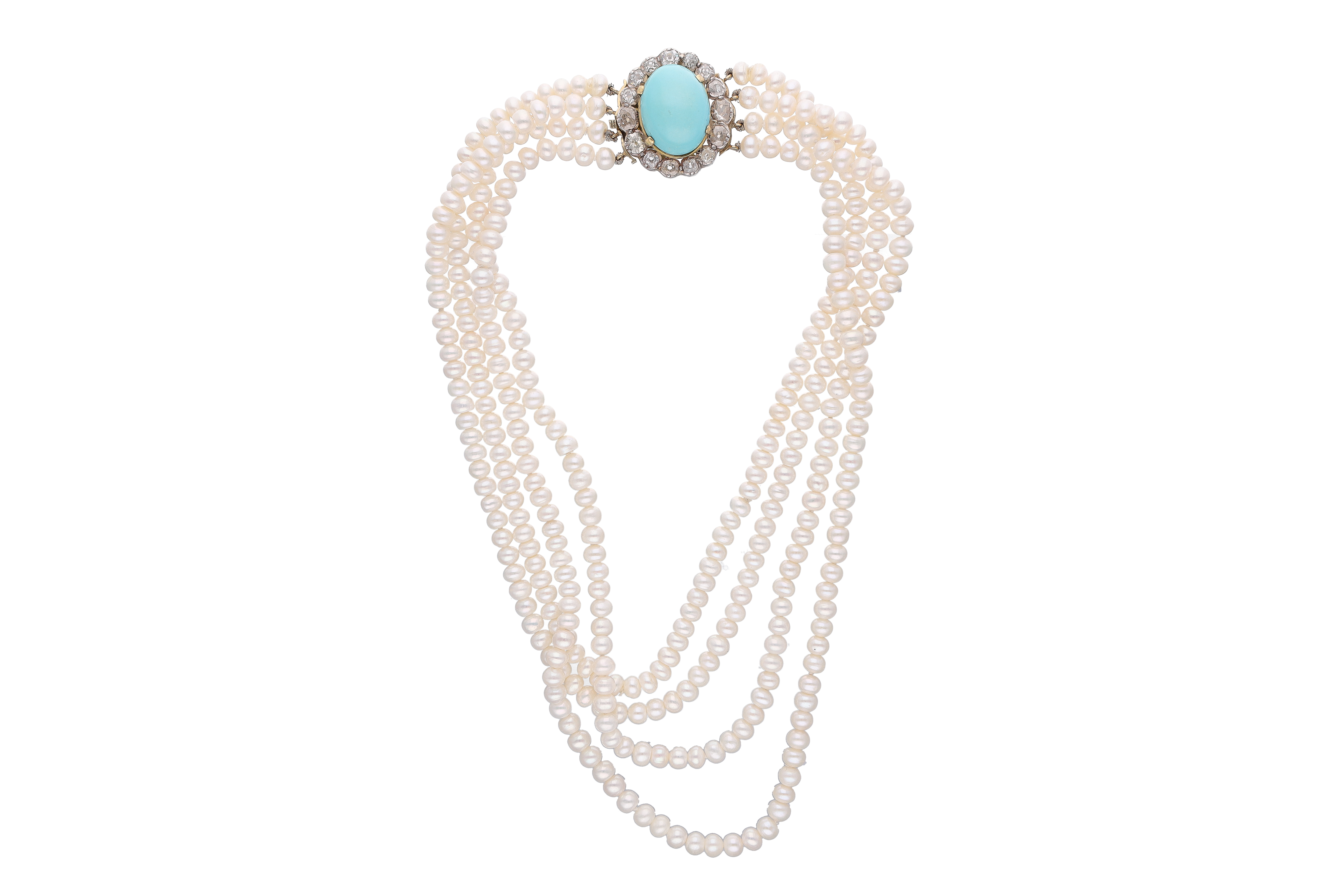 Collana di perle di acqua dolce diamanti e pietra - Asta Preziosi