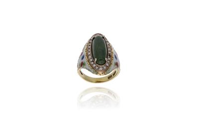 Anello con granato verde, diamanti e smalti - Asta Preziosi Anello con granato verde, diamanti e smalti - Asta Preziosi